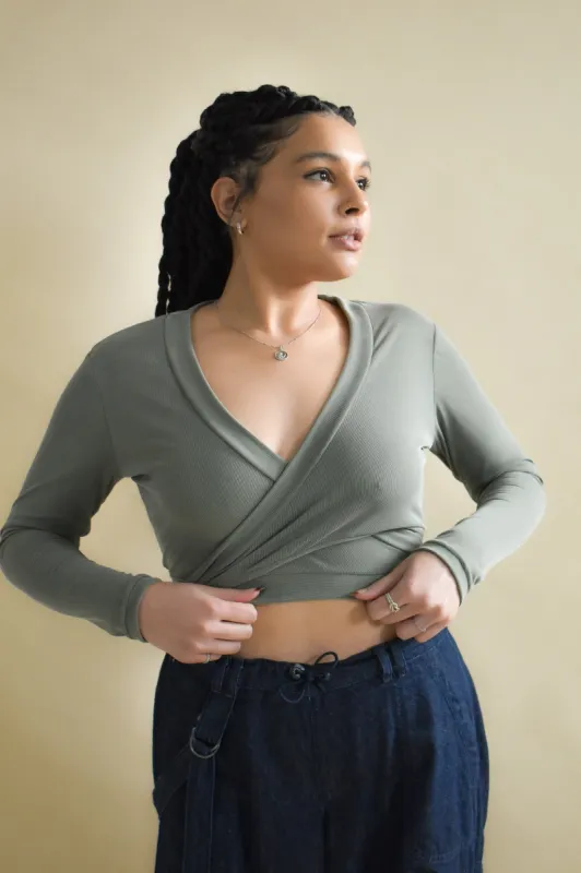 Rowan Wrap Knit Top in Pistachio sold by Altar PDX