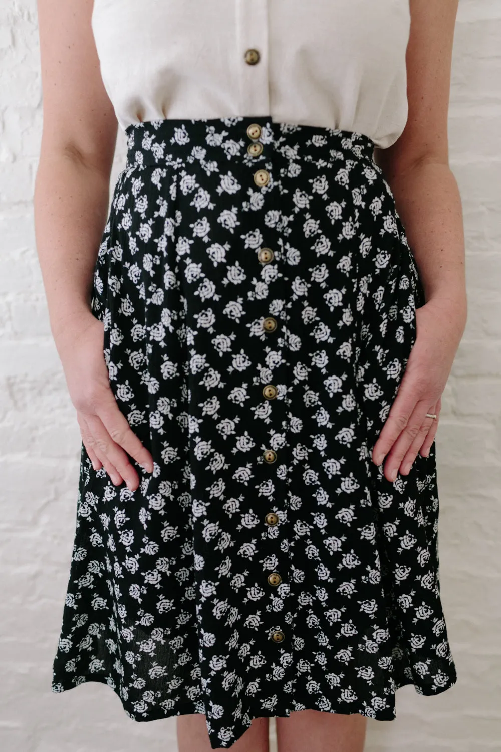 Bae Skirt in Black Rose Crepe sold by Altar PDX product image thumbnail 3