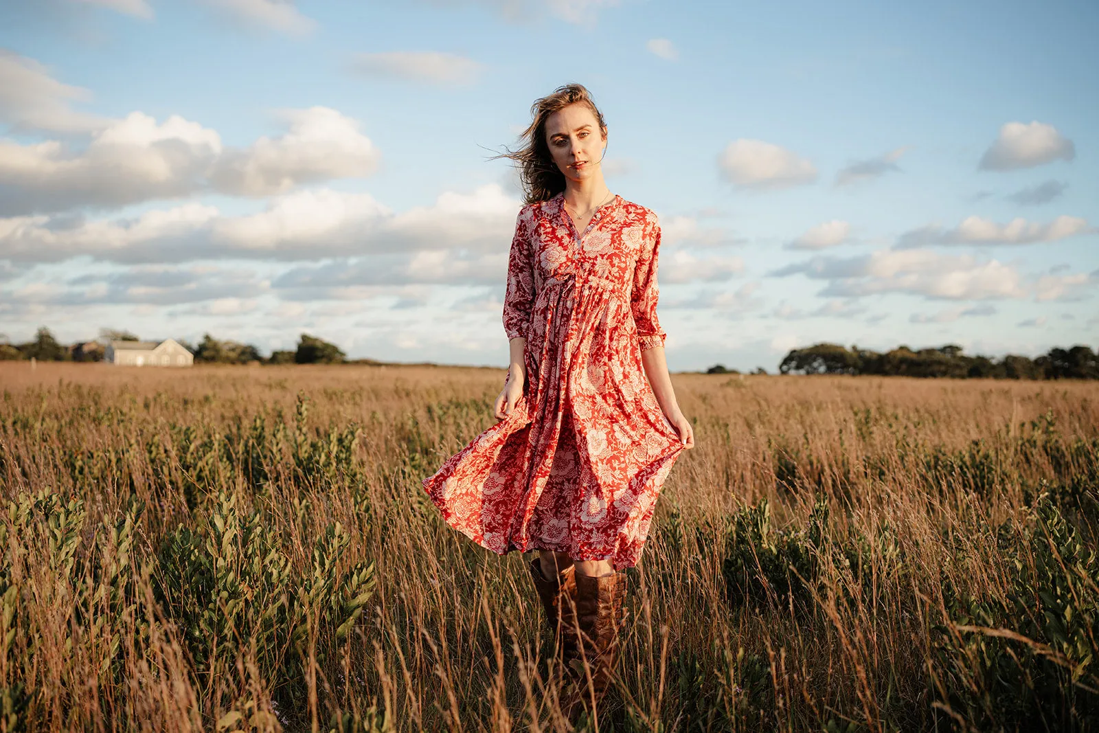 Handblock Print Dress - Red Floral Cotton Dress sold by Altar PDX product image thumbnail 4