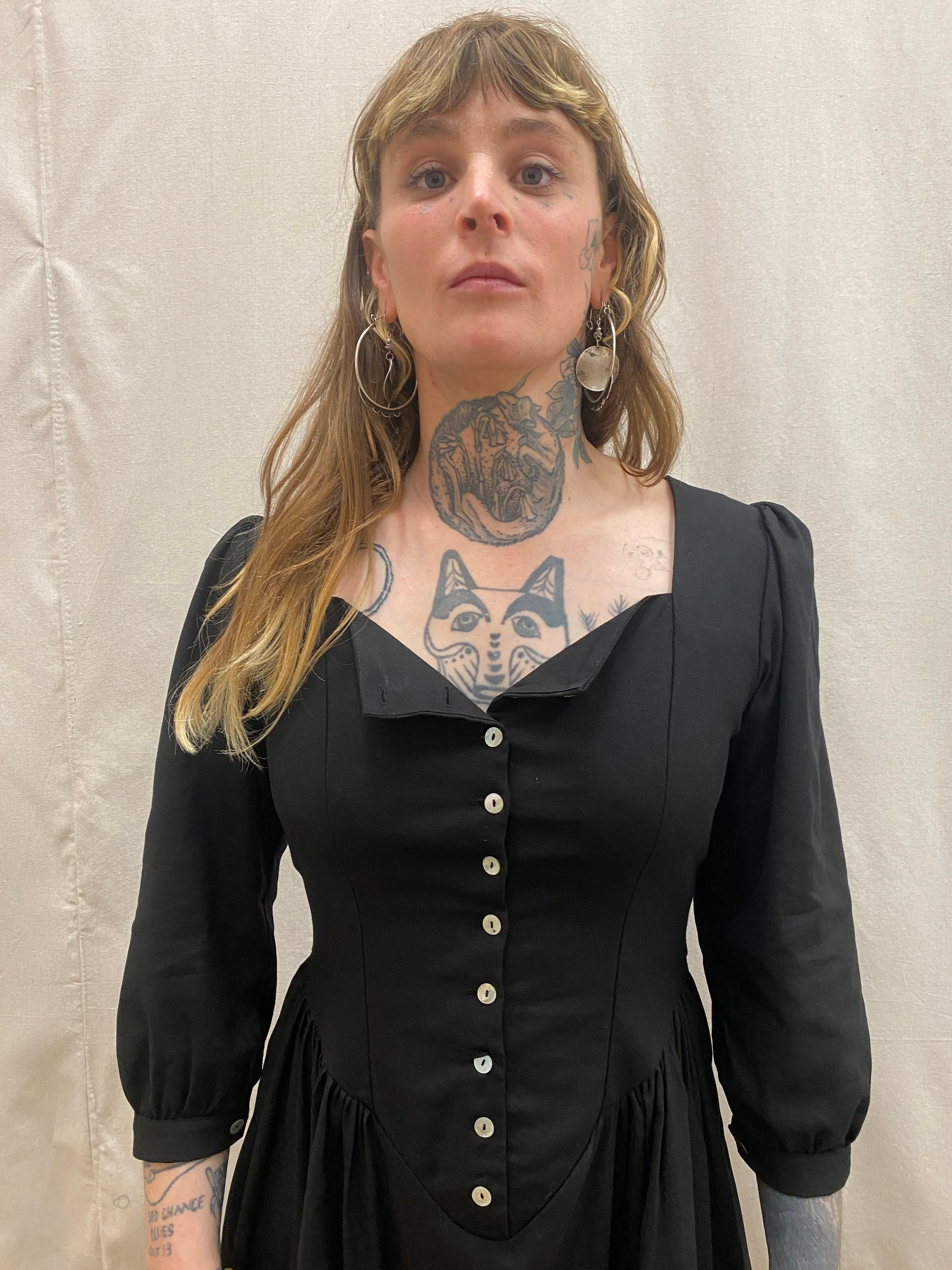 Prairie Dress in Black Linen sold by Altar PDX product image thumbnail 5