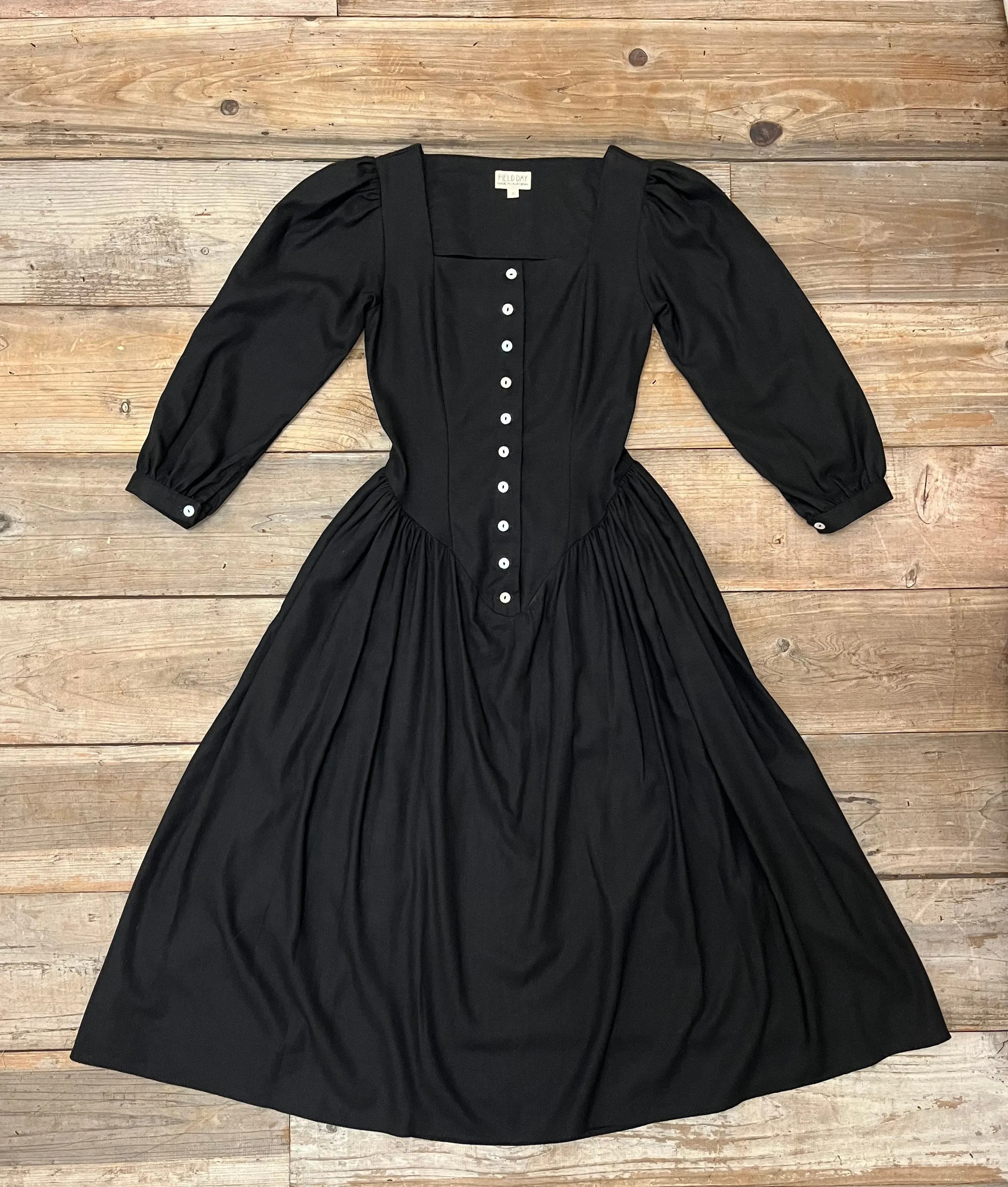 Prairie Dress in Black Linen sold by Altar PDX product image thumbnail 2