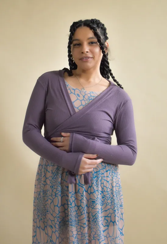 Rowan Wrap Knit Top in Thistle sold by Altar PDX