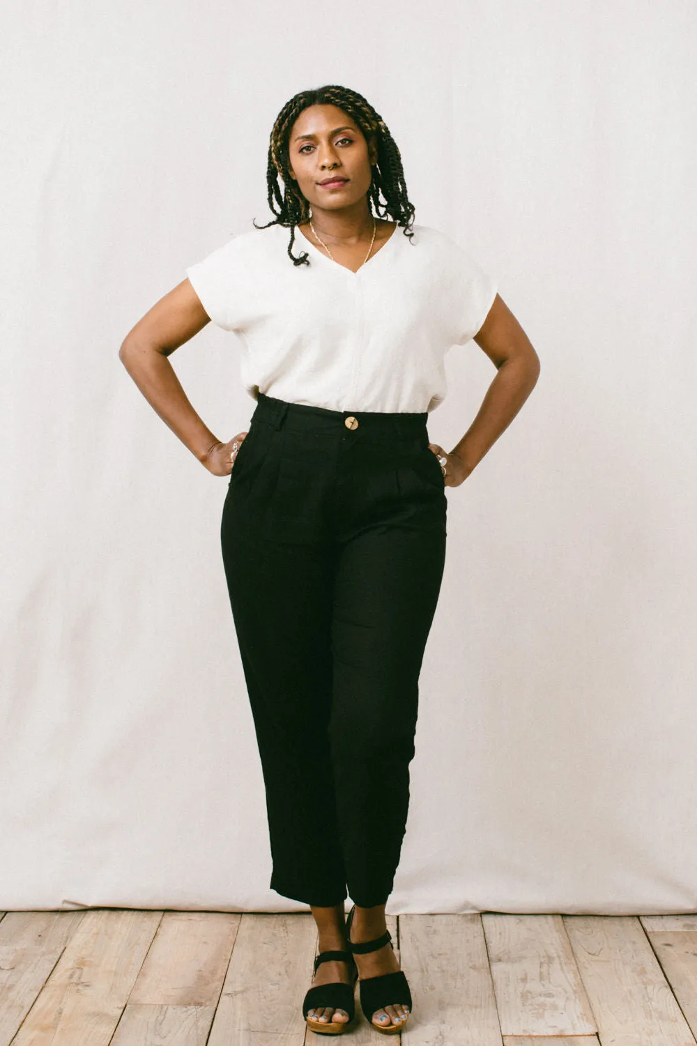 Perfect Pant 2.0 in Black Linen sold by Altar PDX