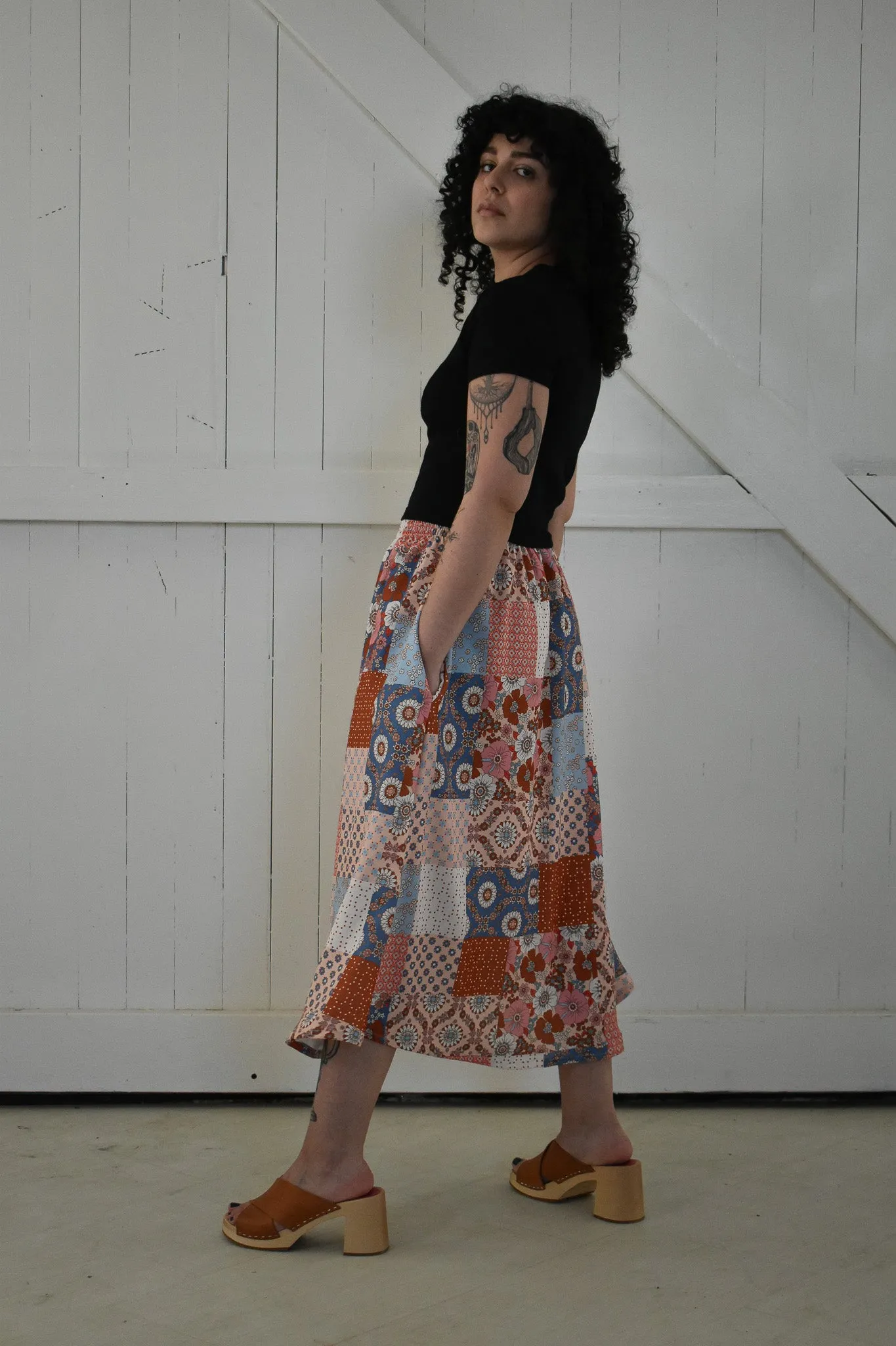 Eva Midi Skirt in Patchwork *ONLY TWO LEFT!!!* sold by Altar PDX product image thumbnail 2