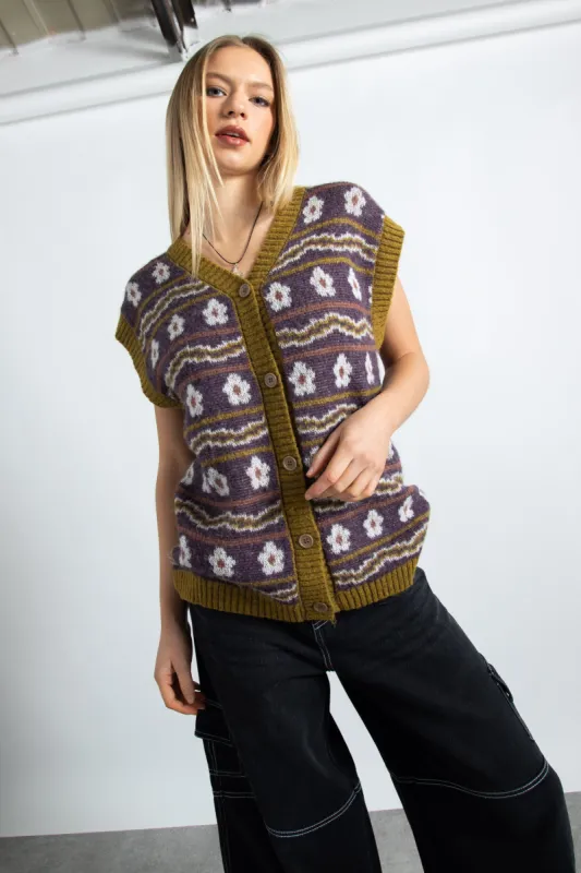 Knitted Floral Sweater Vest - LAST ONE!! sold by Altar PDX