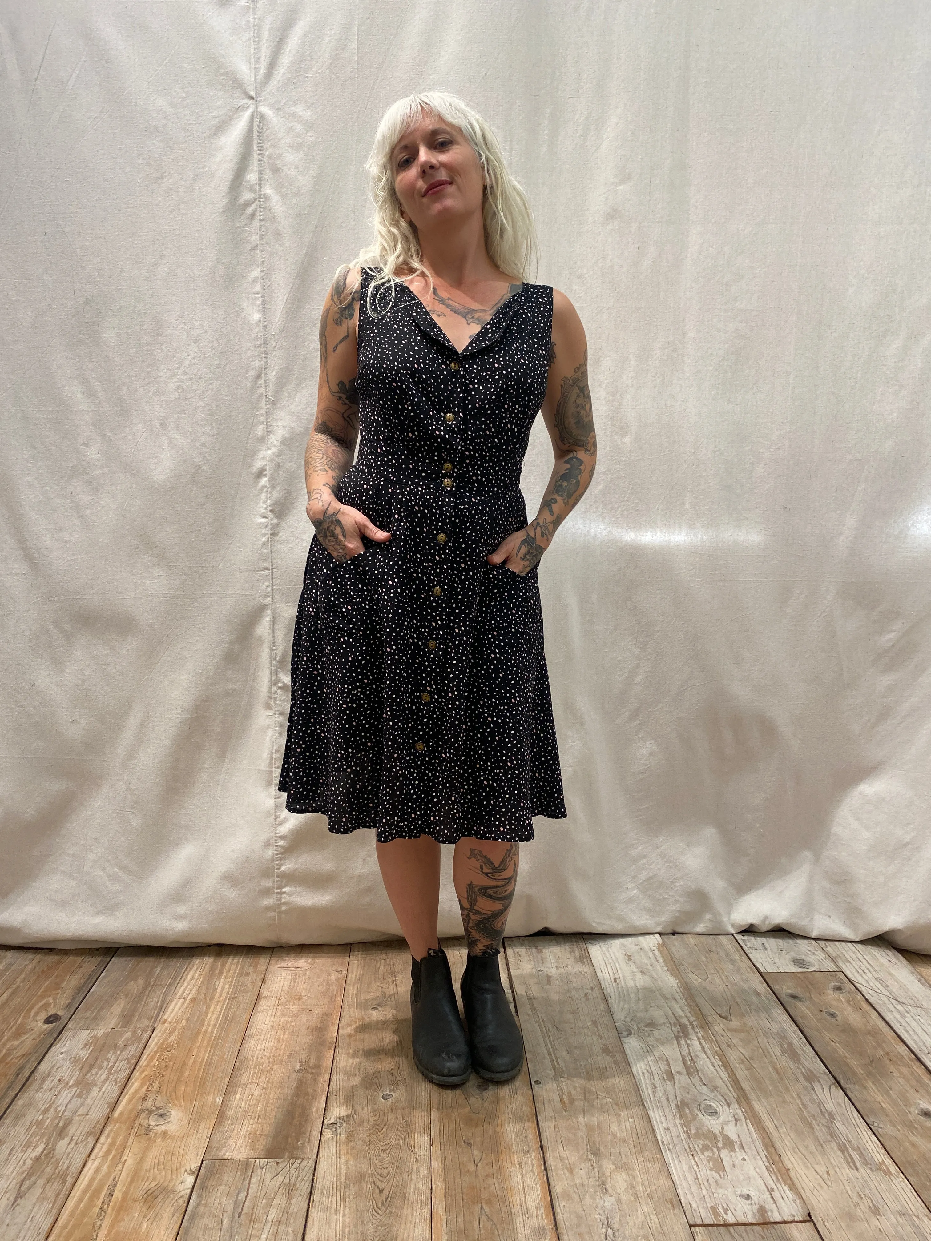 Sheet Dress in Black Dot sold by Altar PDX