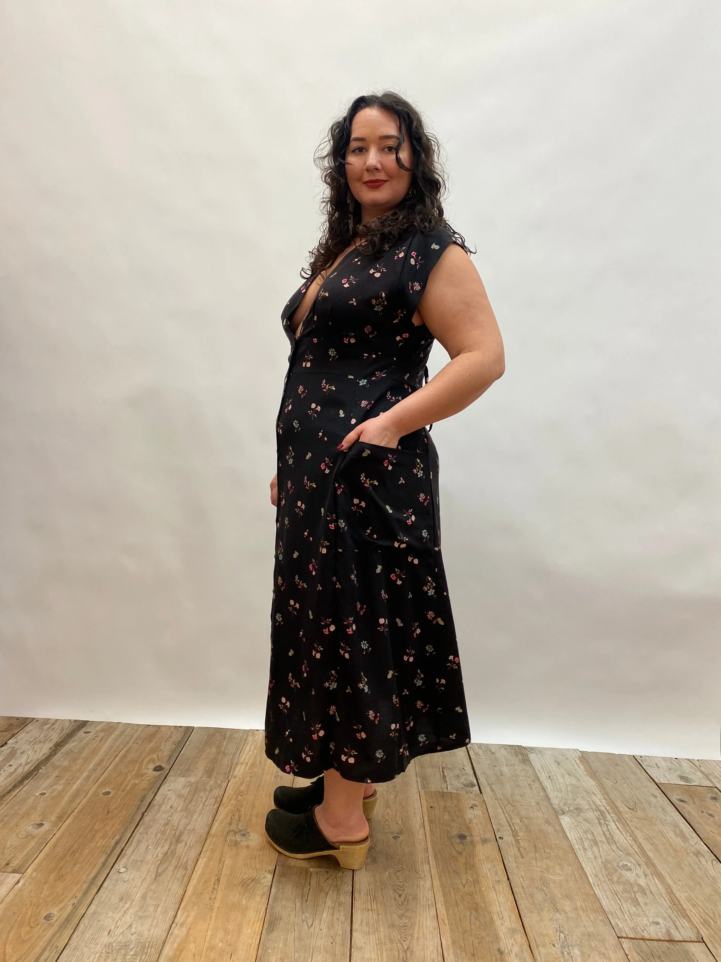 Penelope Dress in Dark Floral sold by Altar PDX product image thumbnail 5