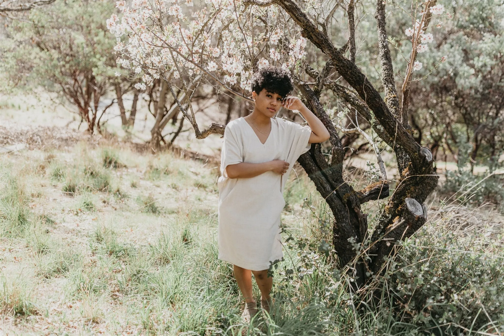 Cocoon Dress in Oat Linen sold by Altar PDX product image thumbnail 4