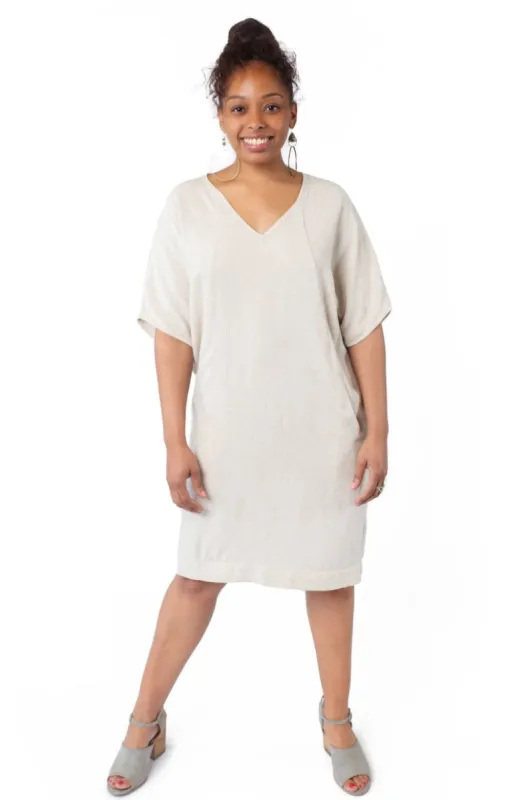 Cocoon Dress in Oat Linen sold by Altar PDX