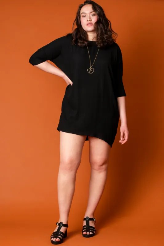 Black Woven Batwing Dress sold by Altar PDX