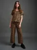 Emmy Drawstring Pant Black and Tan Small Gingham sold by Altar PDX