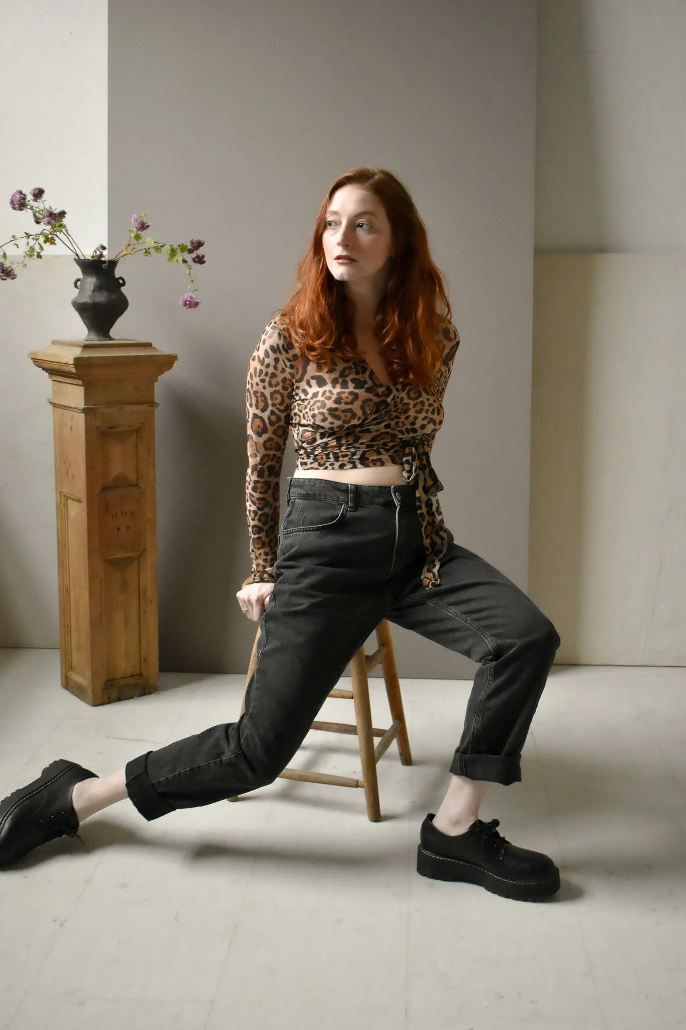 Rowan Wrap Knit Top in Leopard sold by Altar PDX product image thumbnail 5