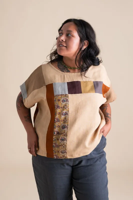Painter Top L in Patchwork #1 sold by Altar PDX