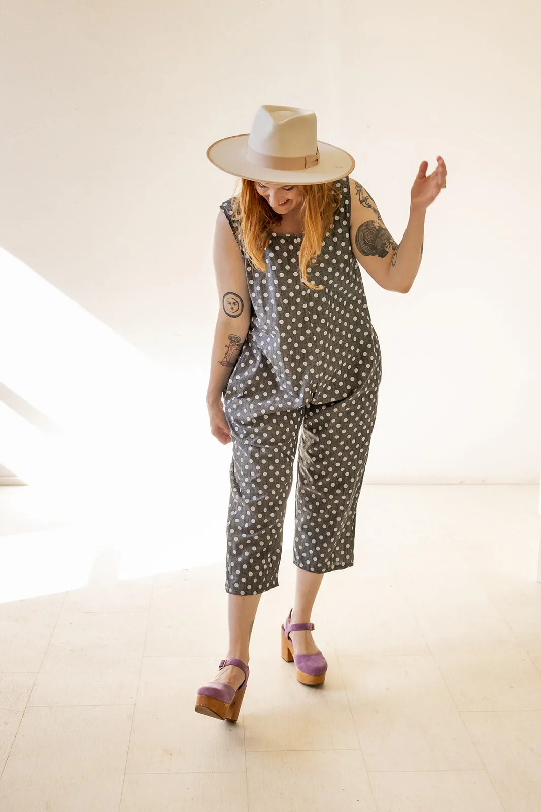 Houseline Classic Jumpsuit in Polka Dot Chambray sold by Altar PDX product image thumbnail 5