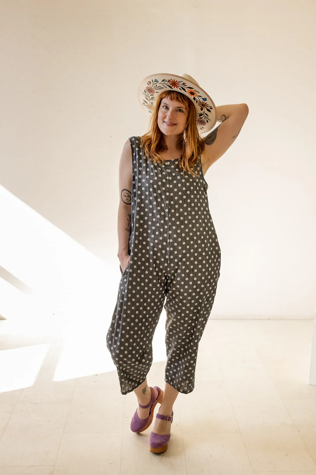 Houseline Classic Jumpsuit in Polka Dot Chambray sold by Altar PDX product image thumbnail 2