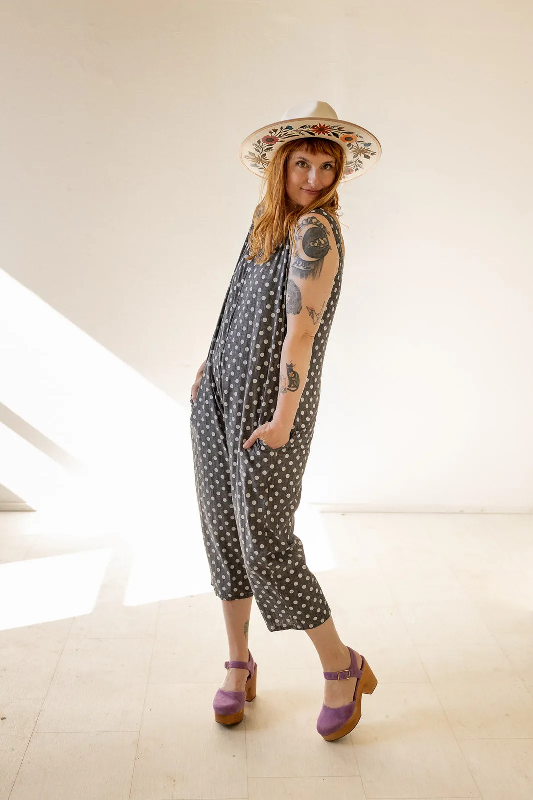 Houseline Classic Jumpsuit in Polka Dot Chambray sold by Altar PDX product image thumbnail 4