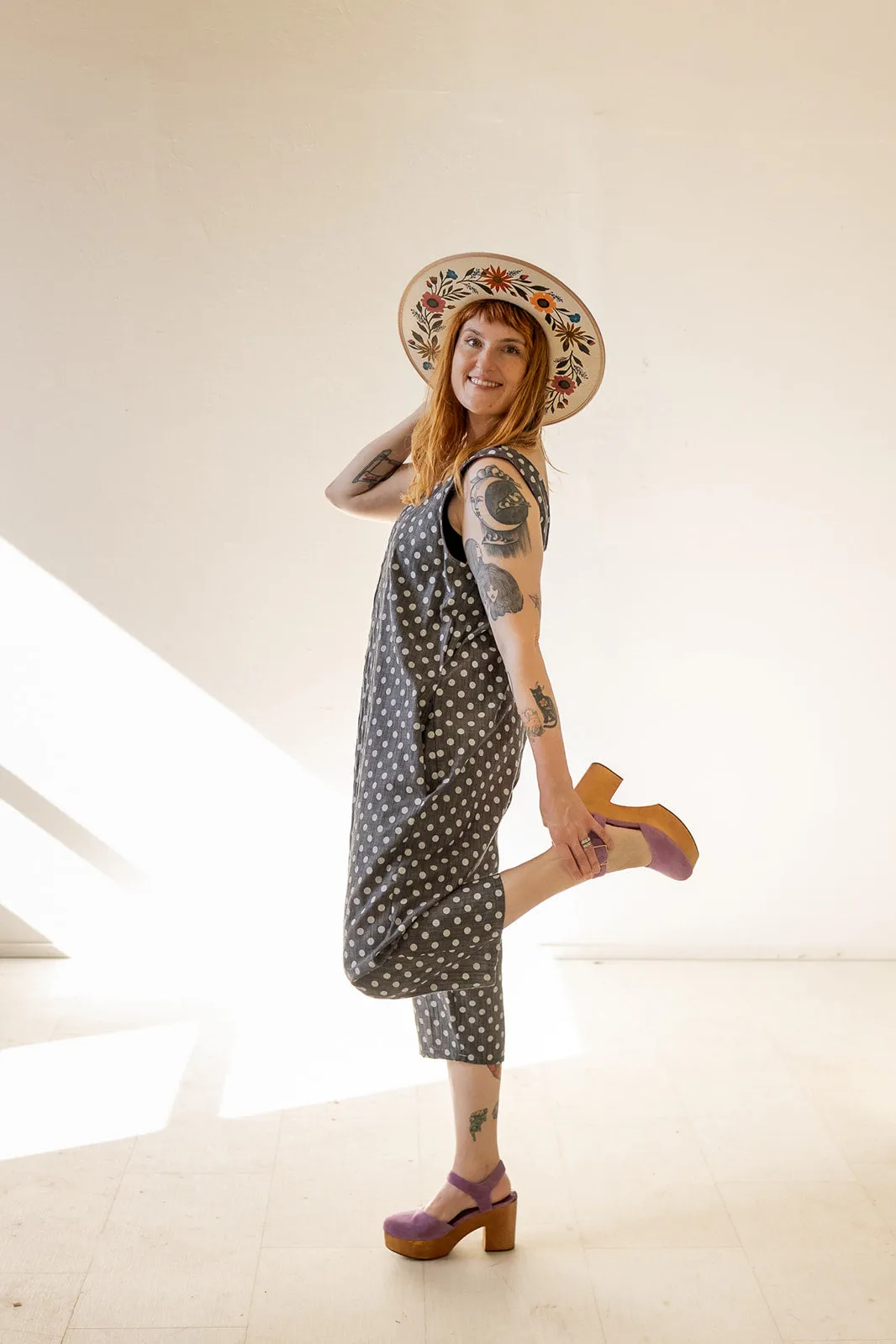 Houseline Classic Jumpsuit in Polka Dot Chambray sold by Altar PDX product image thumbnail 3