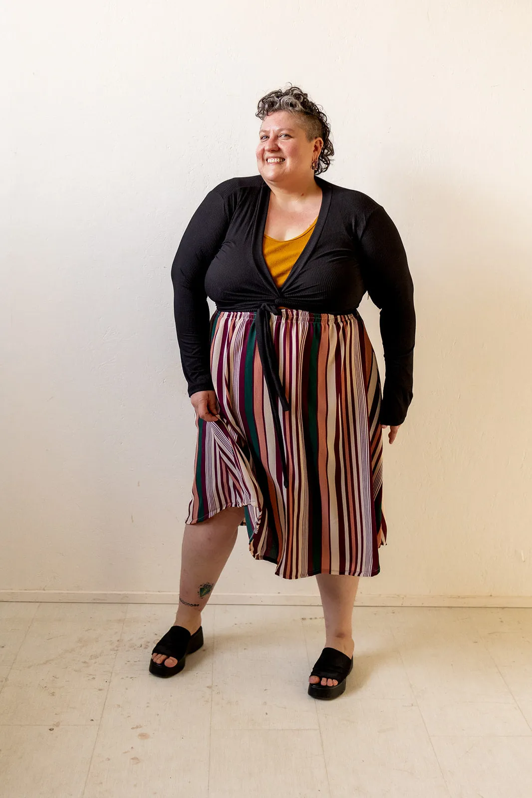 Eva Midi Skirt in 70s Stripe sold by Altar PDX
