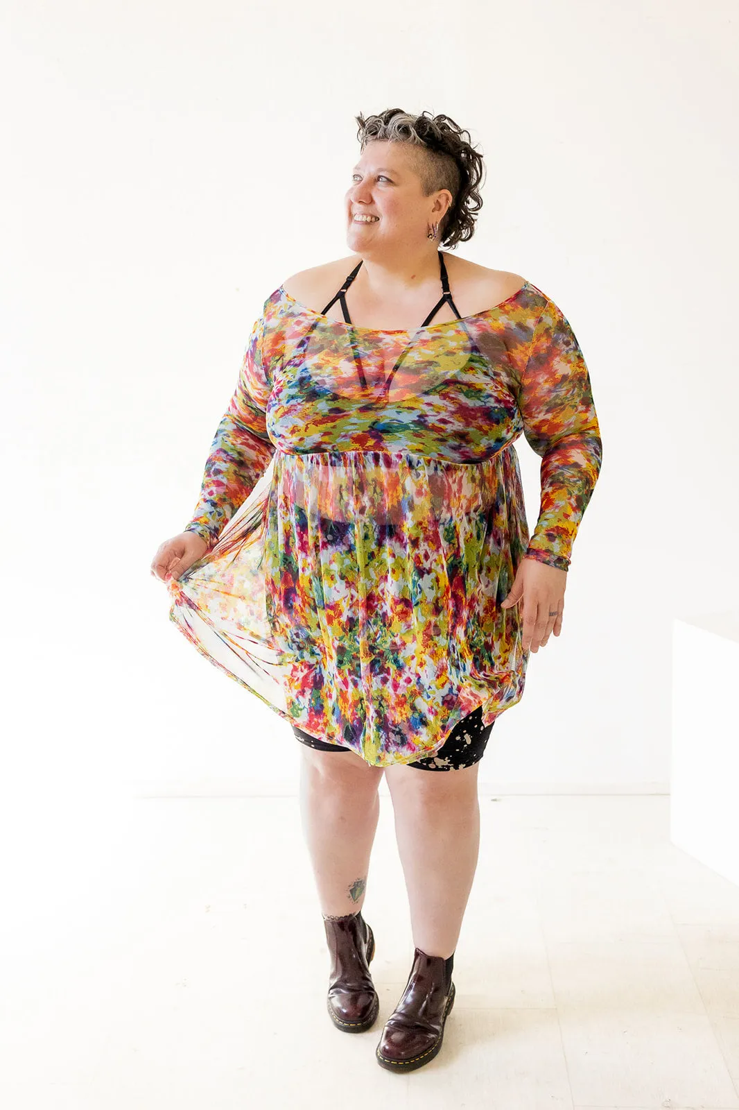 Megumi Mini Dress in Floral Watercolor sold by Altar PDX product image thumbnail 3