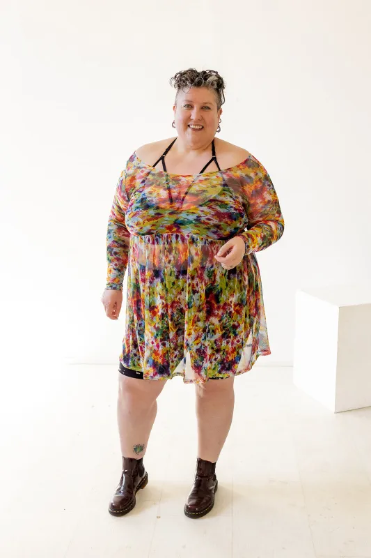 Megumi Mini Dress in Floral Watercolor sold by Altar PDX