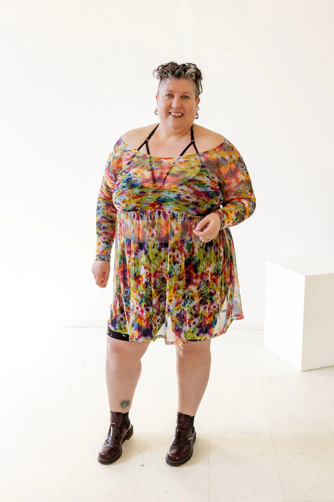 Megumi Mini Dress in Floral Watercolor sold by Altar PDX