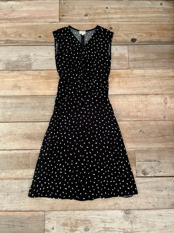 Xena Dress in Black Abstract Dot sold by Altar PDX