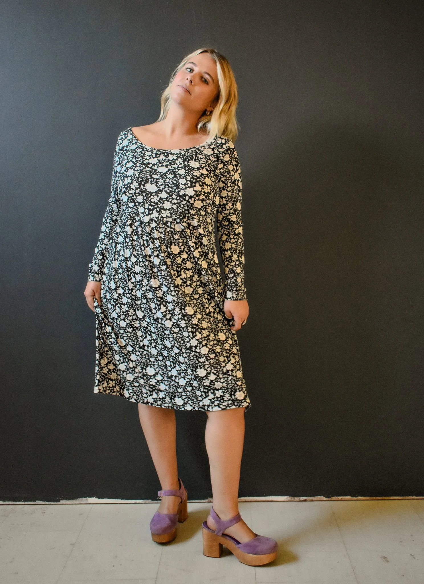 Megumi Rib Knit in Black and White Ditsy Floral sold by Altar PDX product image thumbnail 5