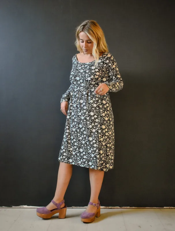 Megumi Rib Knit in Black and White Ditsy Floral sold by Altar PDX