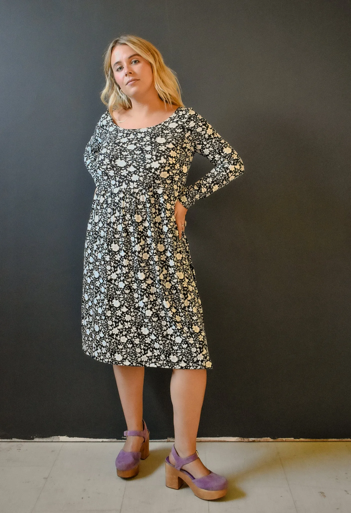 Megumi Rib Knit in Black and White Ditsy Floral sold by Altar PDX product image thumbnail 4