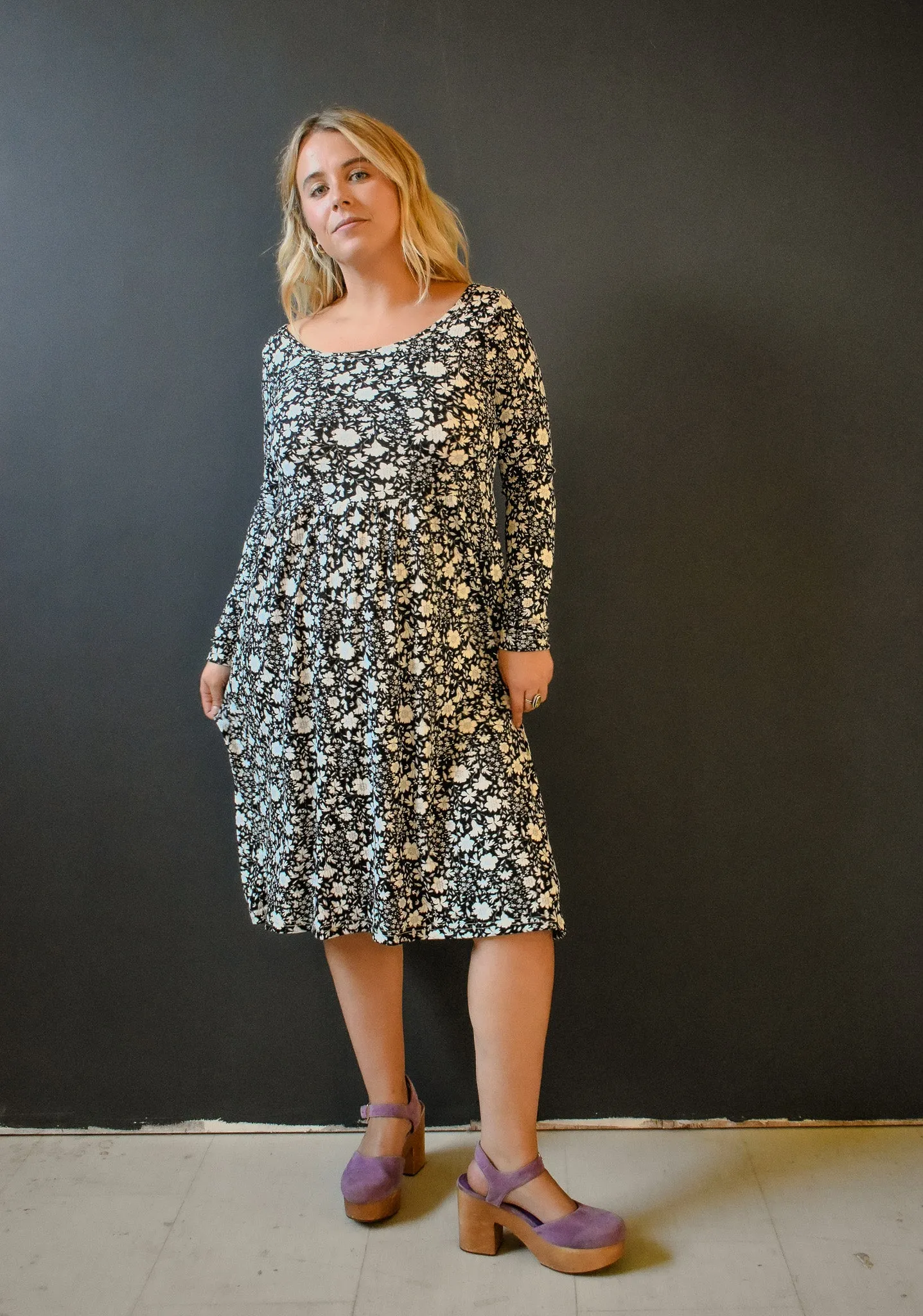 Megumi Rib Knit in Black and White Ditsy Floral sold by Altar PDX product image thumbnail 3