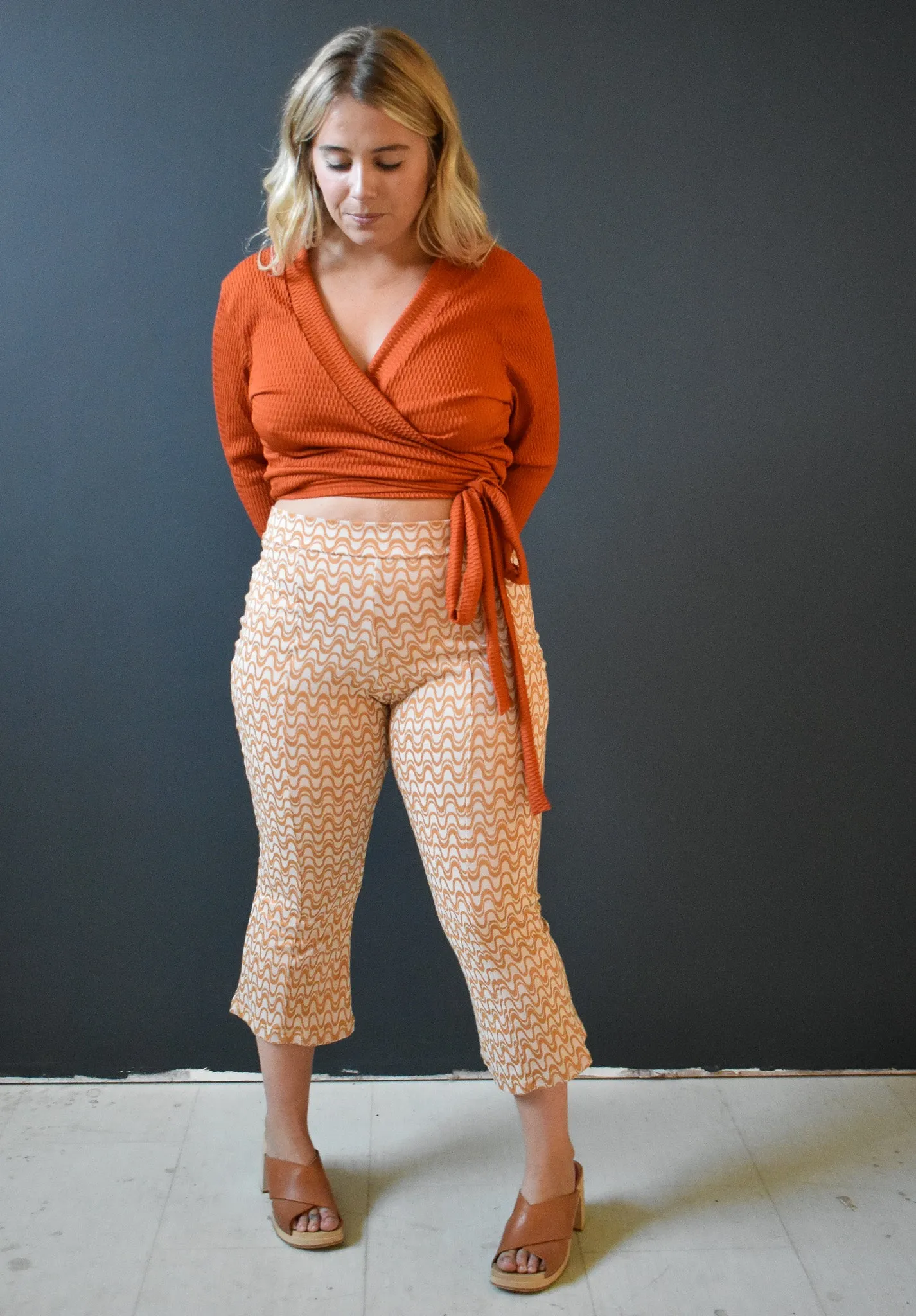 Rowan Wrap Knit Top in Brick sold by Altar PDX product image thumbnail 2