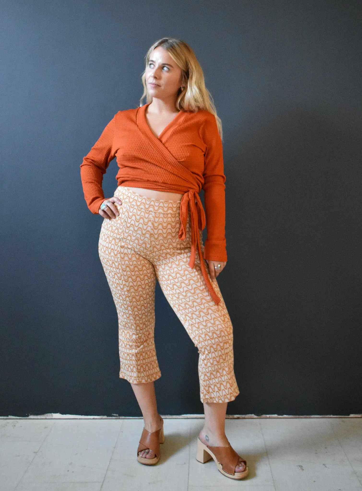 Rowan Wrap Knit Top in Brick sold by Altar PDX product image thumbnail 5