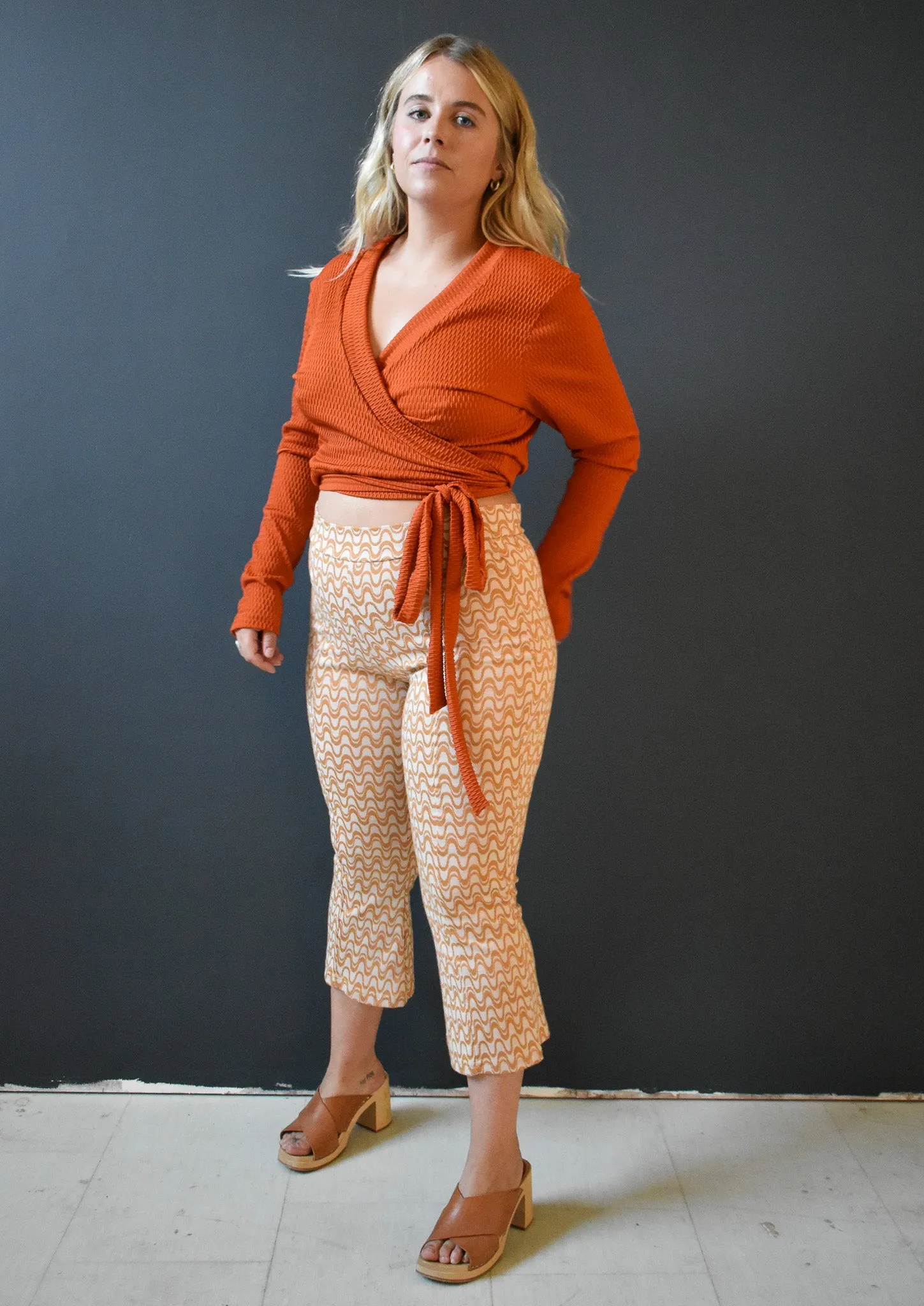 Rowan Wrap Knit Top in Brick sold by Altar PDX product image thumbnail 4
