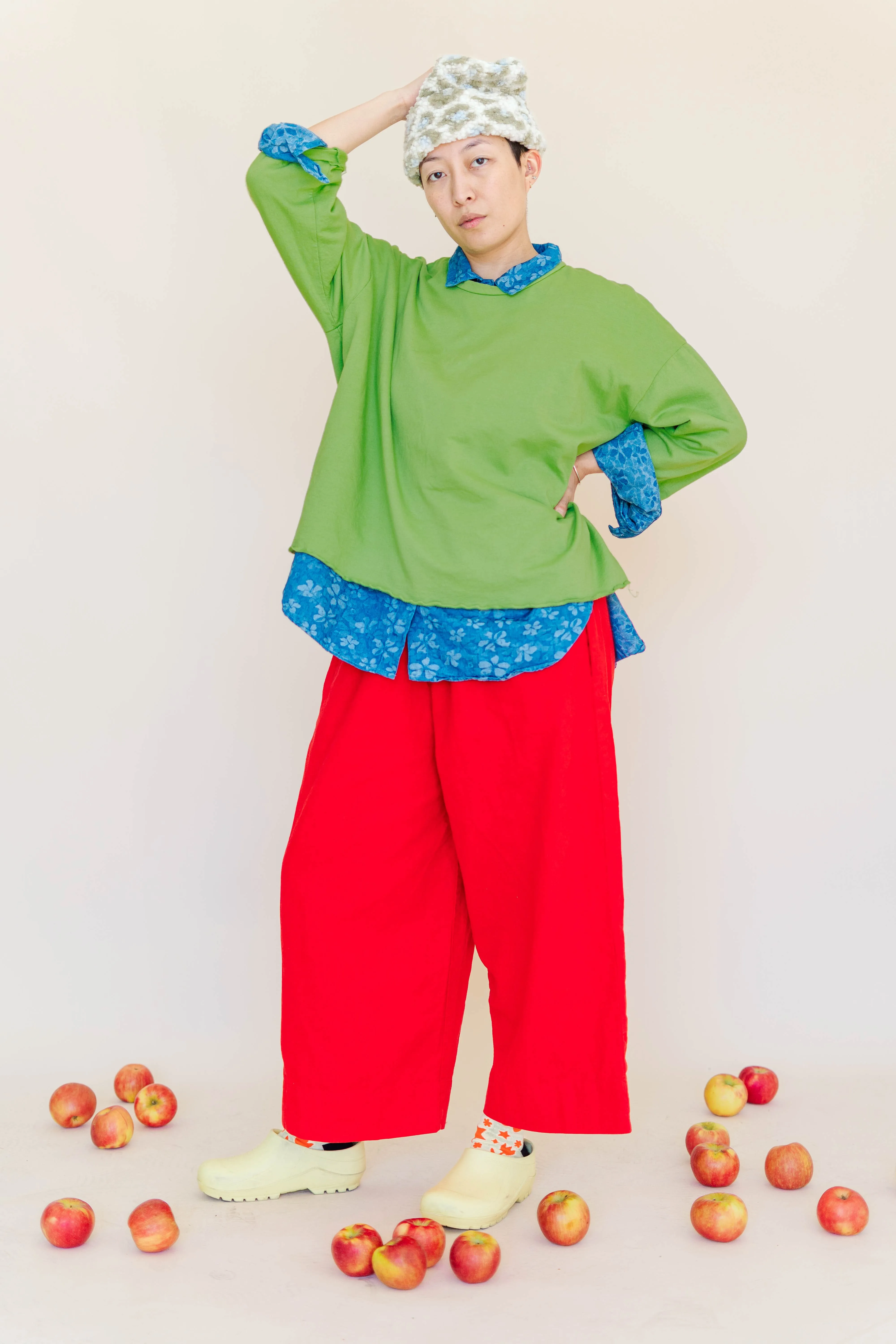 Cherry Linen Mid Easy Pant sold by Altar PDX