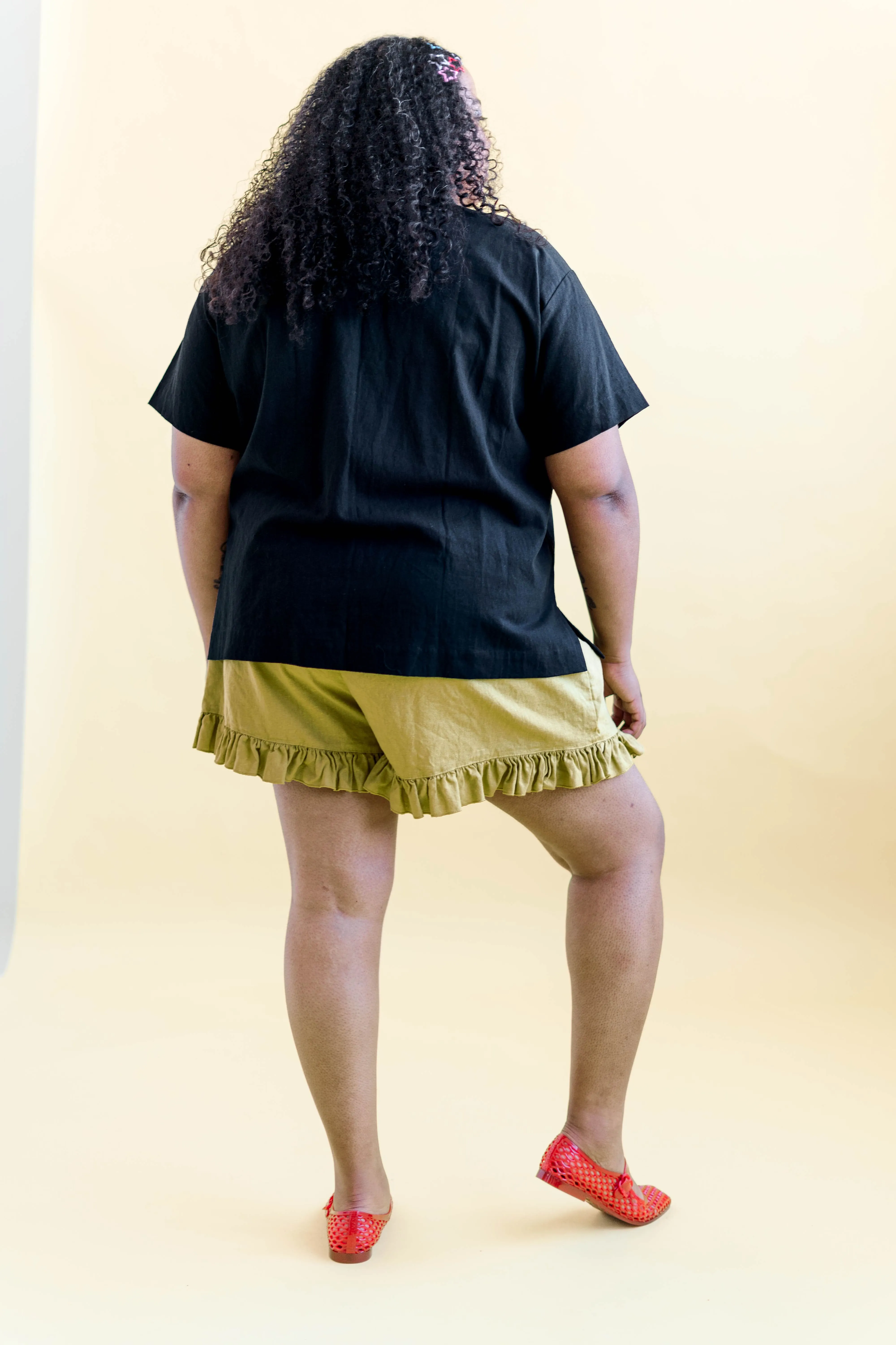 Boxy Collared Tunic in Black Cotton Linen sold by Altar PDX product image thumbnail 4