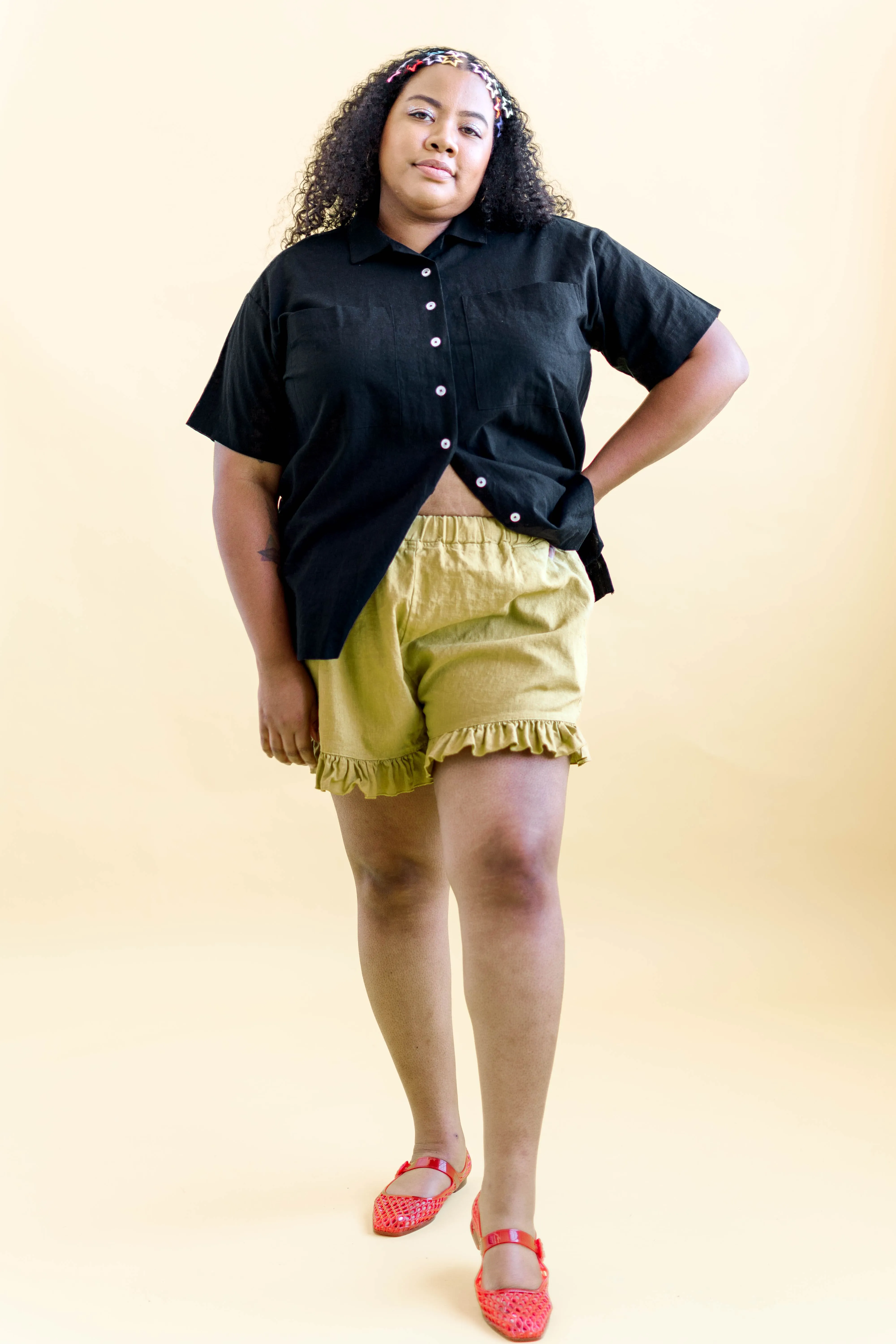 Boxy Collared Tunic in Black Cotton Linen sold by Altar PDX product image thumbnail 5