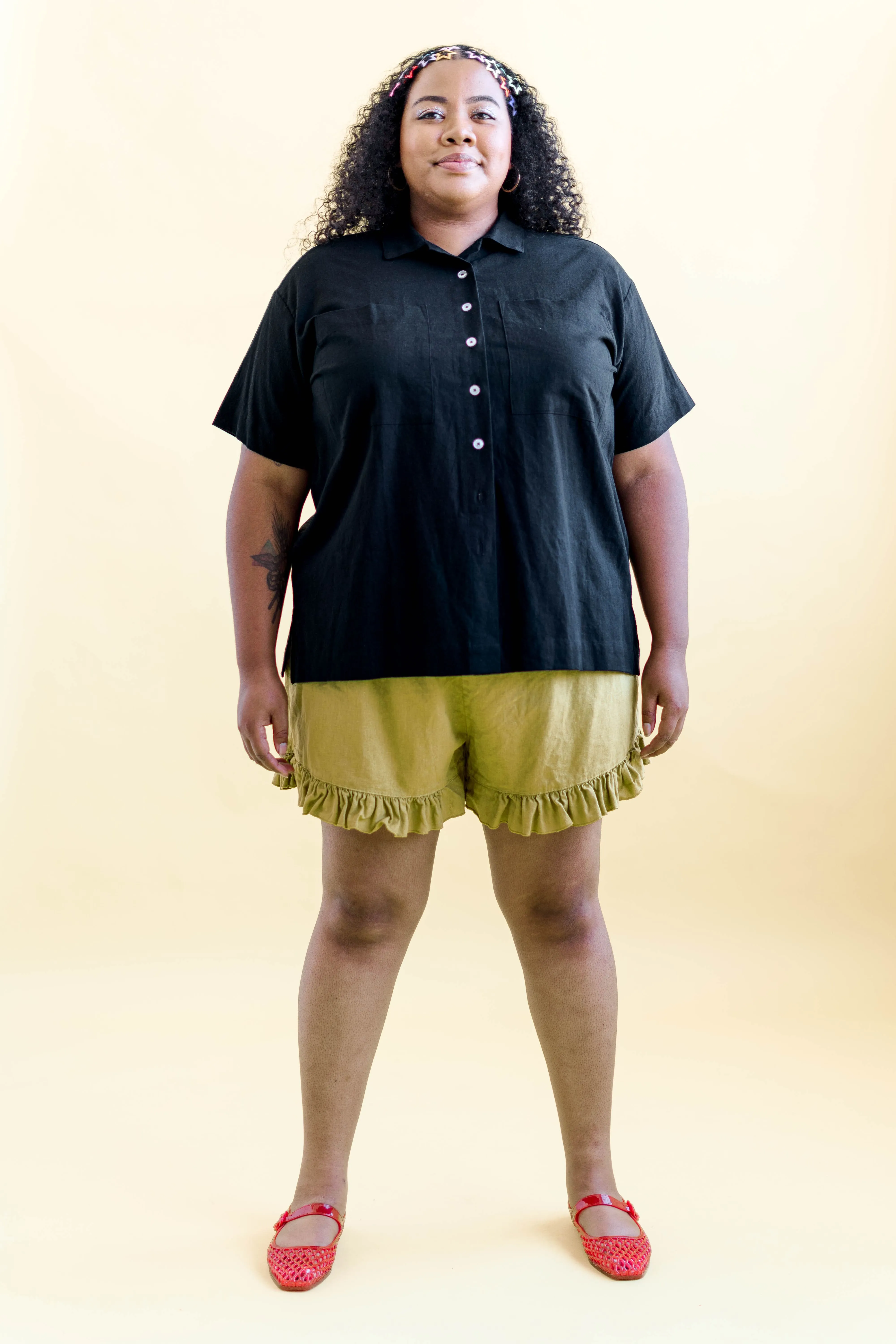Boxy Collared Tunic in Black Cotton Linen sold by Altar PDX product image thumbnail 2