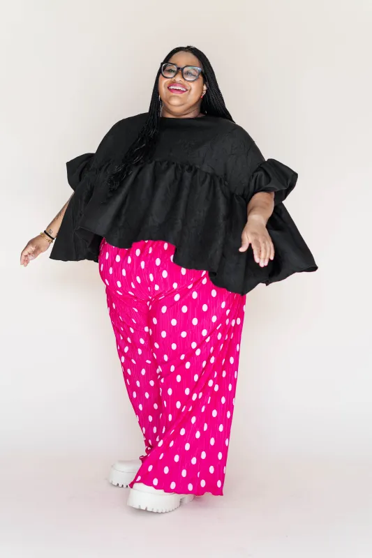 Black Crinkle Mushroom Top made by Nettle Studios