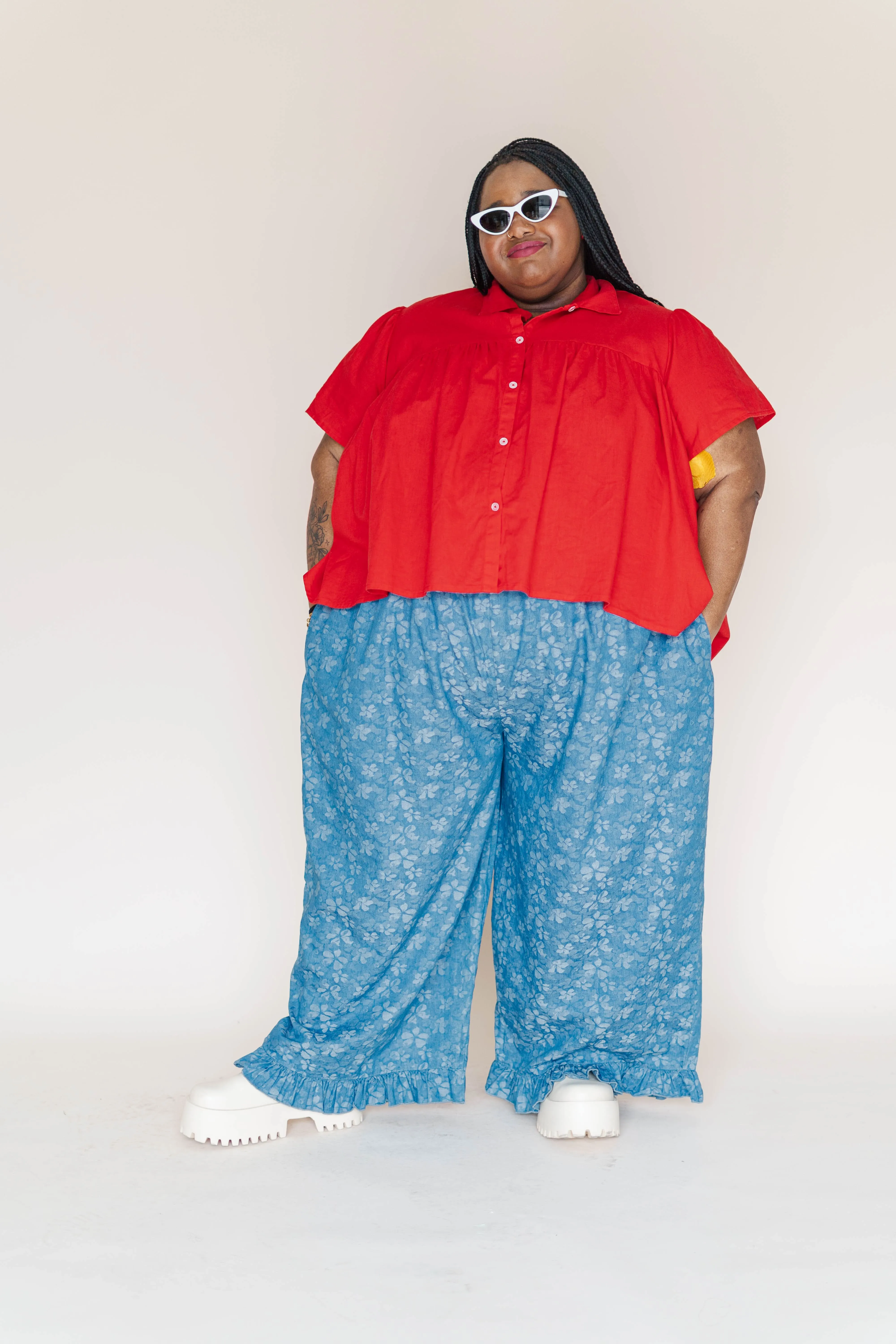 Button Mushroom Top in Cherry Linen sold by Altar PDX product image thumbnail 2