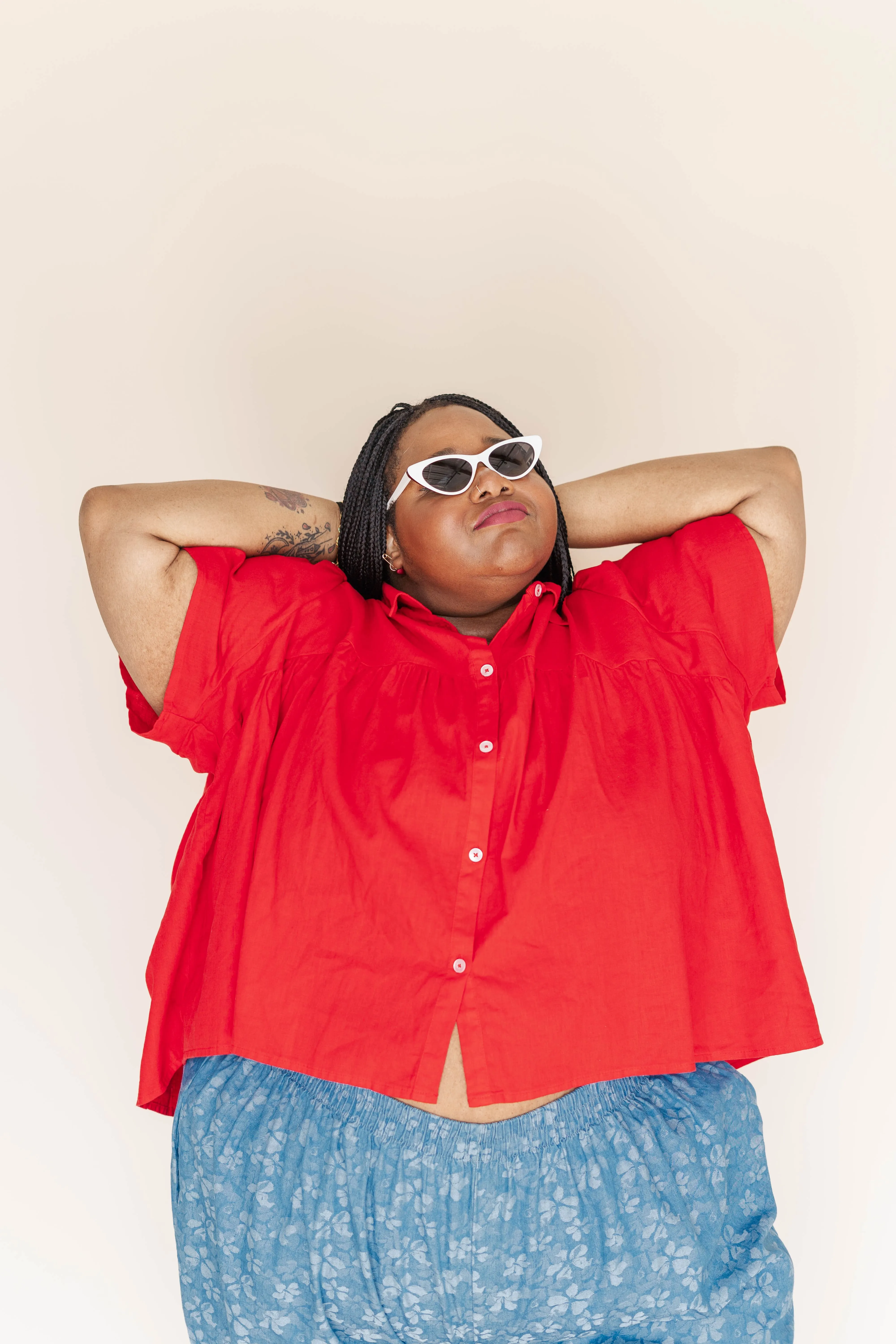 Button Mushroom Top in Cherry Linen sold by Altar PDX product image thumbnail 4