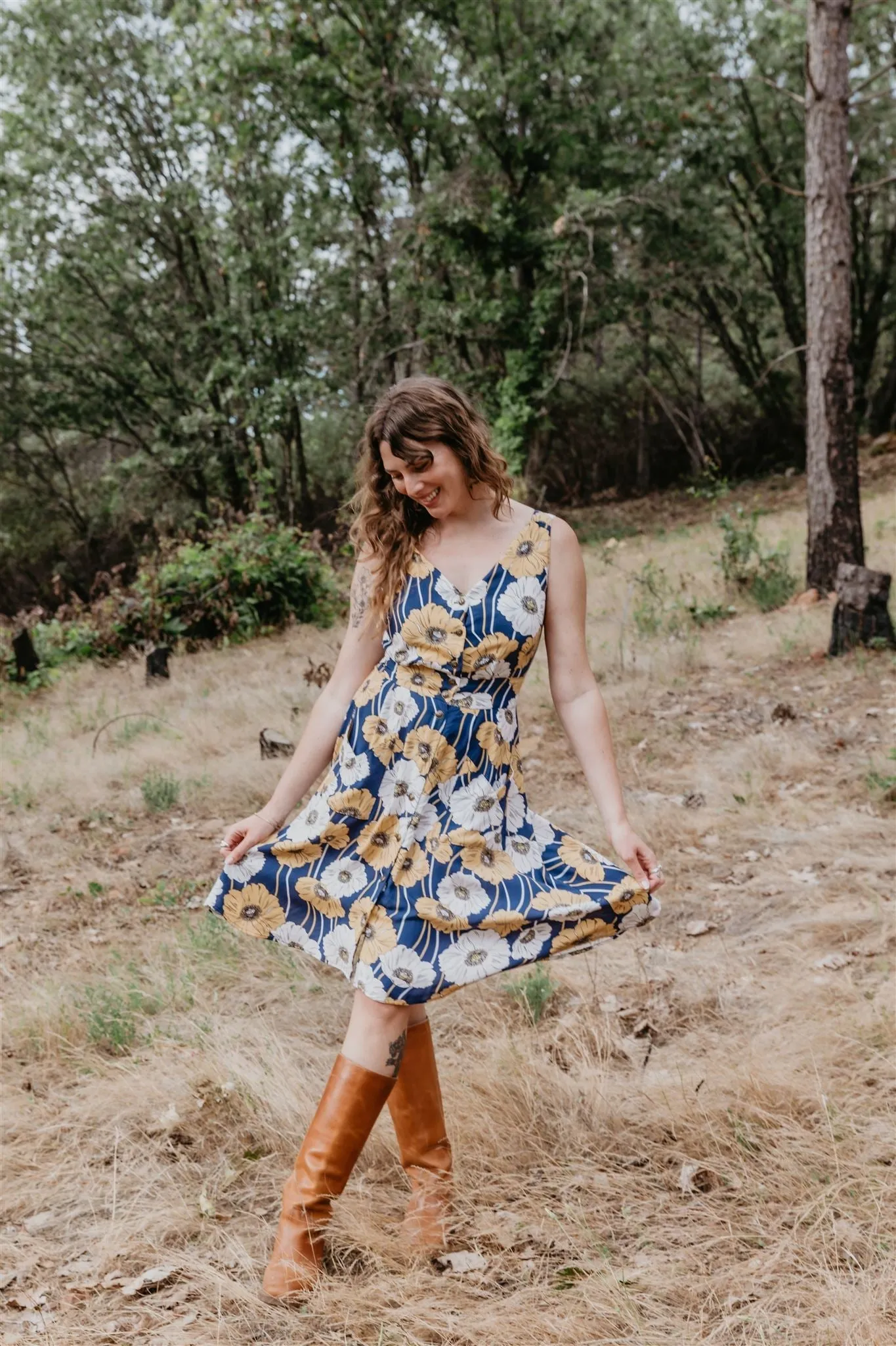Sheet Dress in Blue Poppy Challis sold by Altar PDX product image thumbnail 5