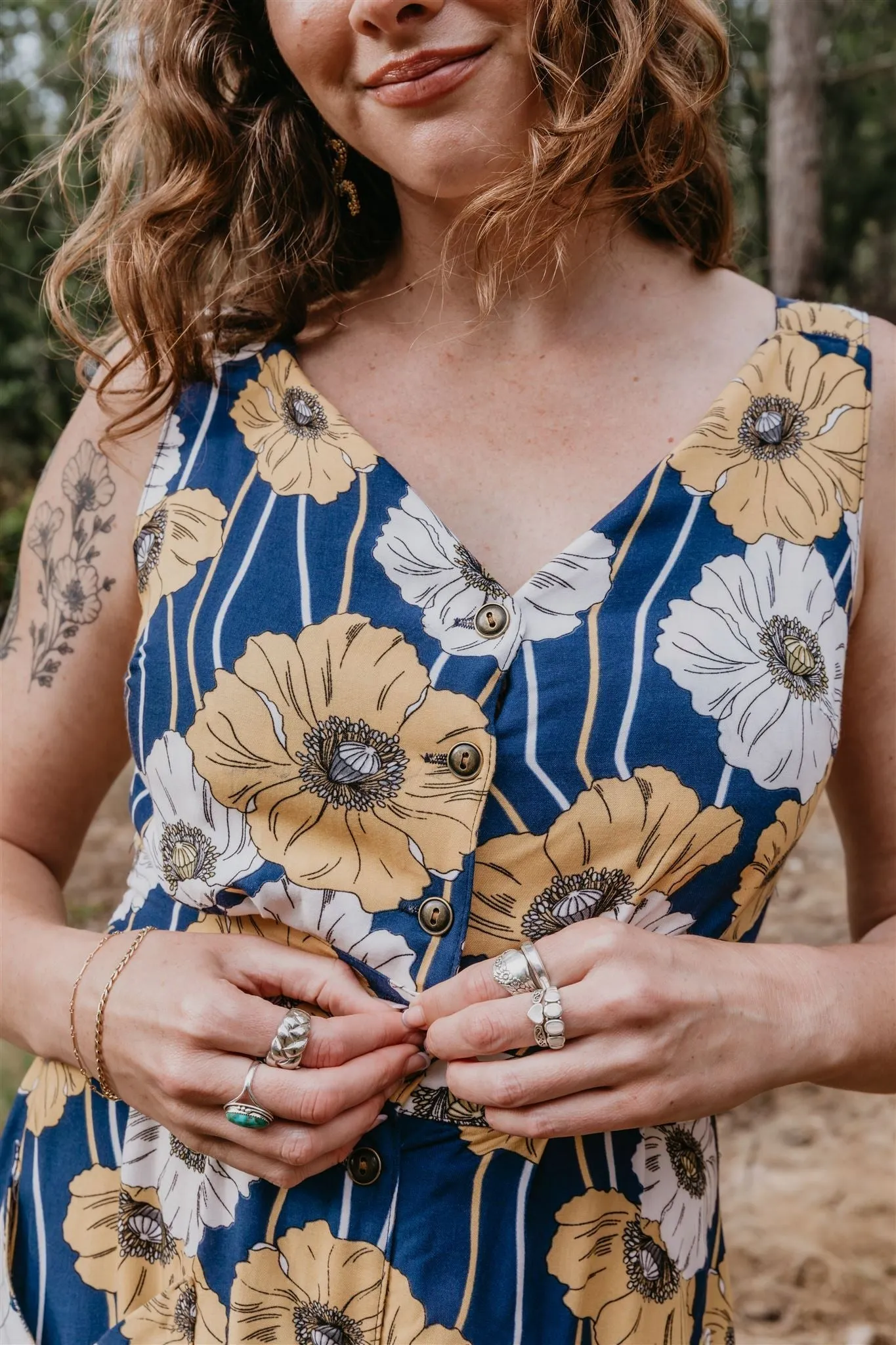 Sheet Dress in Blue Poppy Challis sold by Altar PDX product image thumbnail 4