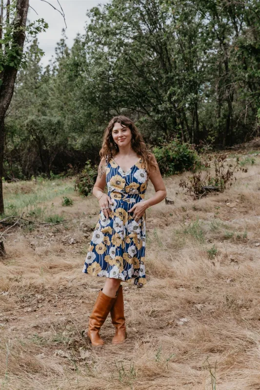 Sheet Dress in Blue Poppy Challis made by Altar PDX