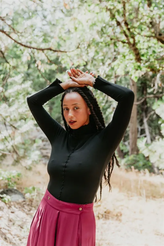 Wavy top in Black Cotton Knit made by Altar PDX