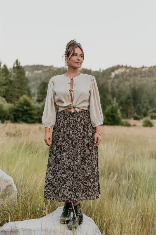 Trices Skirt in Brown Floral made by Altar PDX
