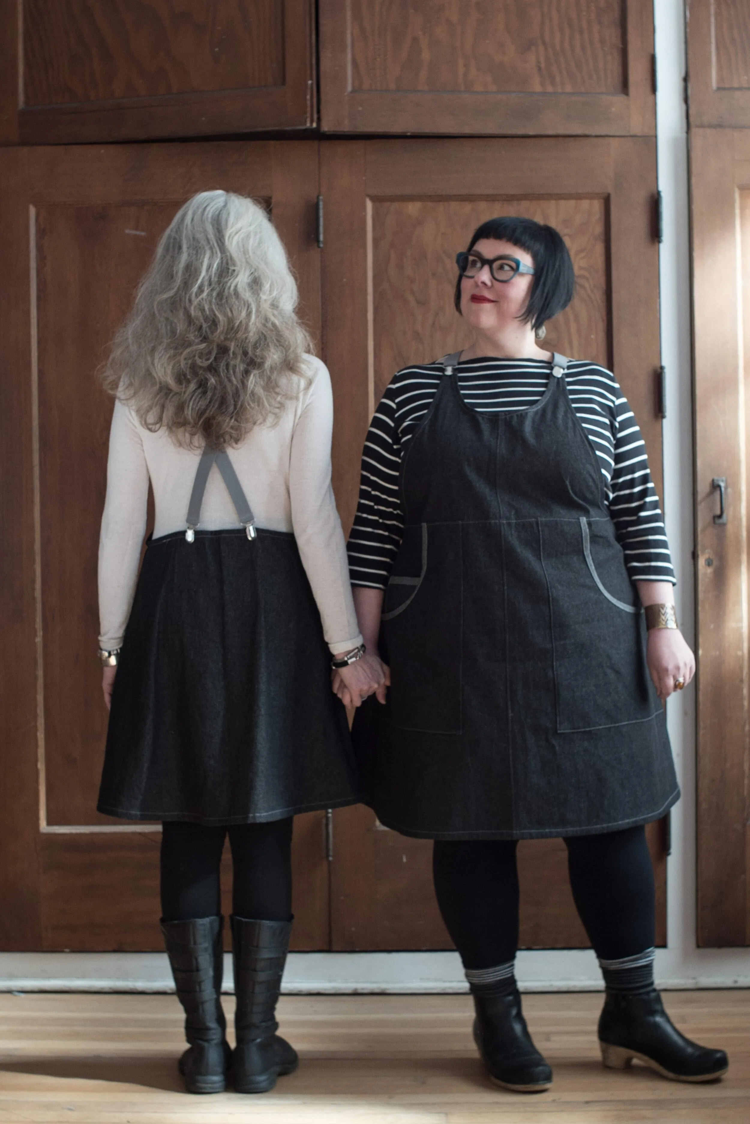 Black Denim Suspender Dress sold by Altar PDX