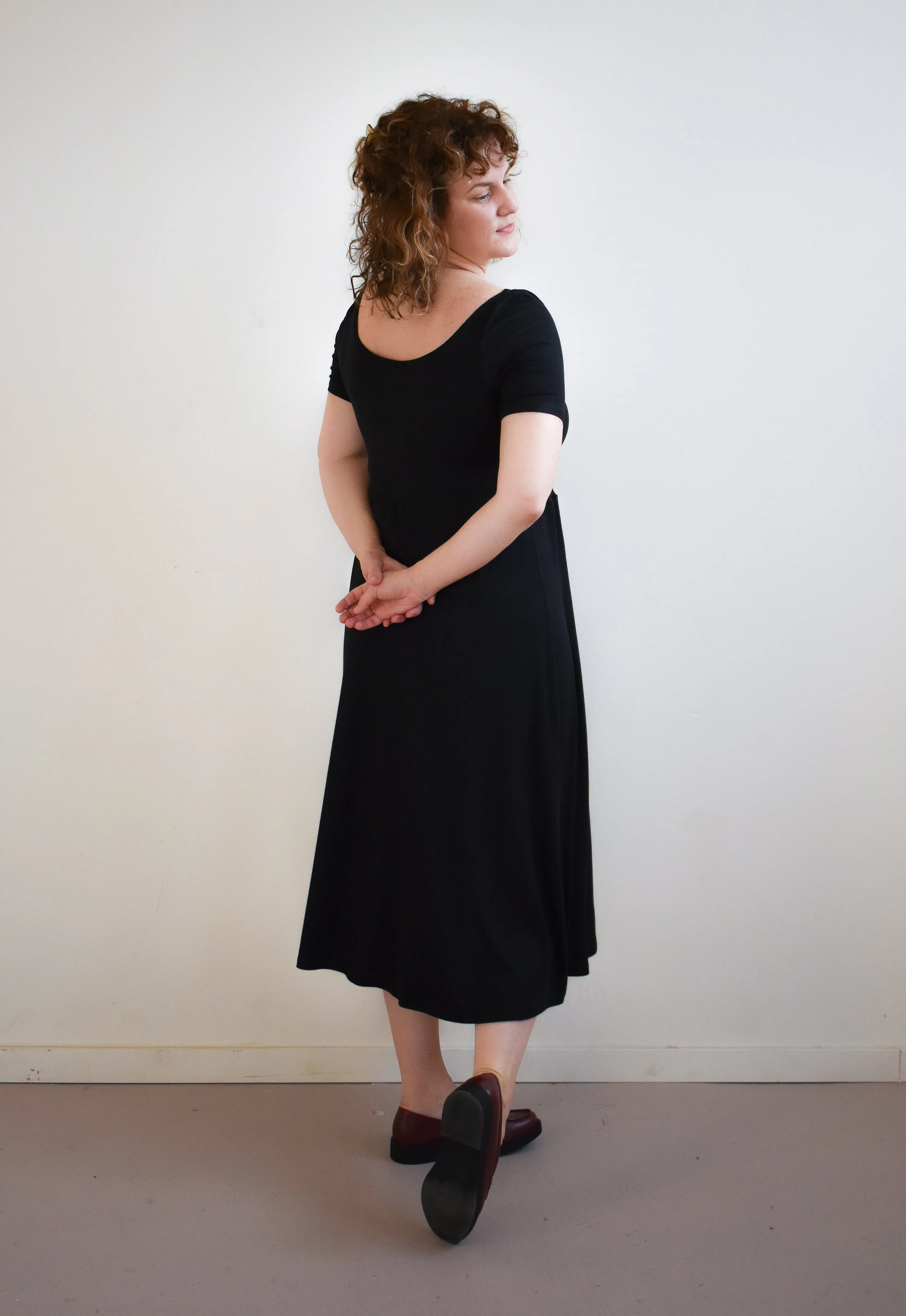 Megumi Dress in Black Ribknit Midi Sleeve sold by Altar PDX product image thumbnail 2