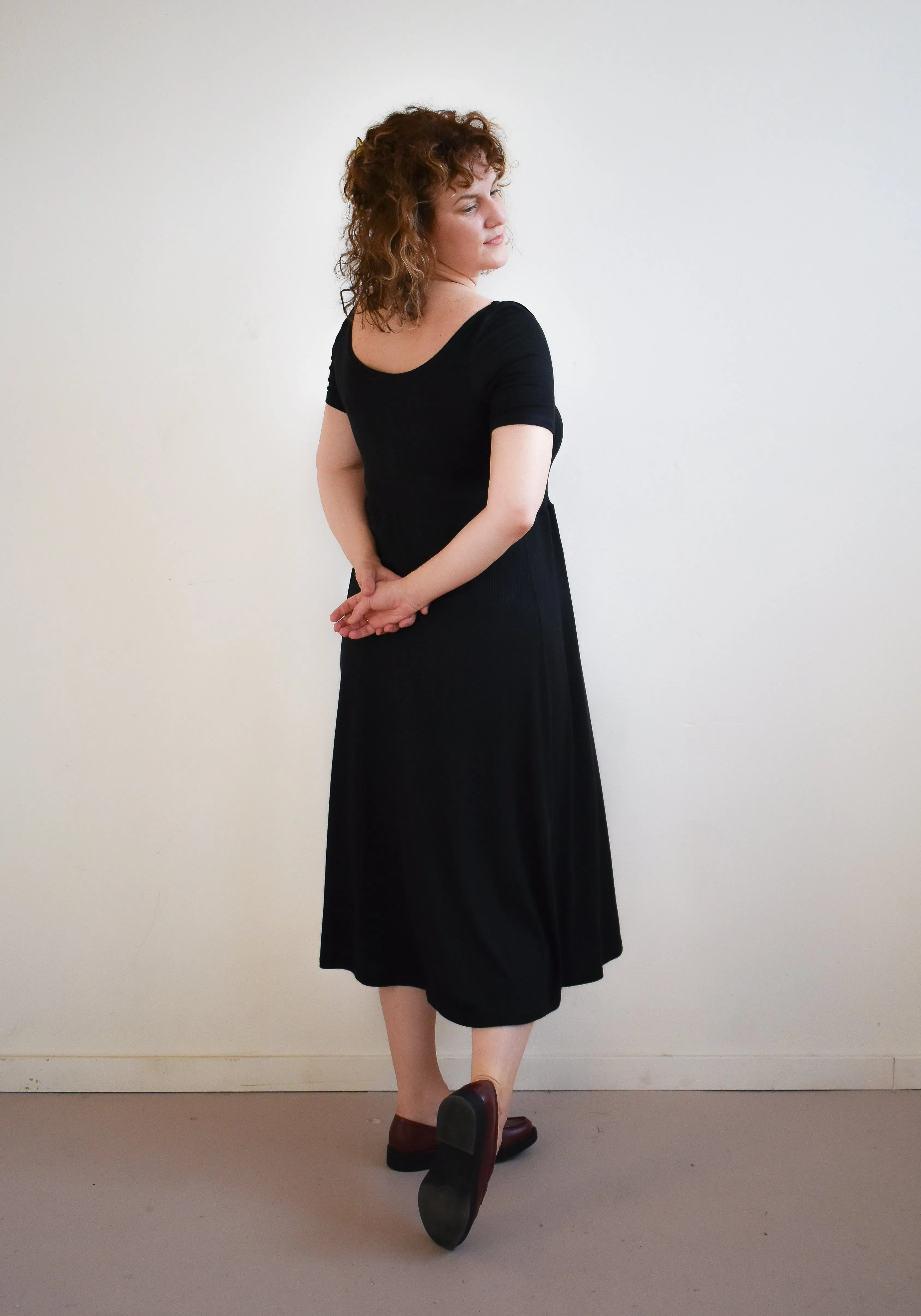 Megumi Dress in Black Ribknit Midi Sleeve sold by Altar PDX product image thumbnail 5