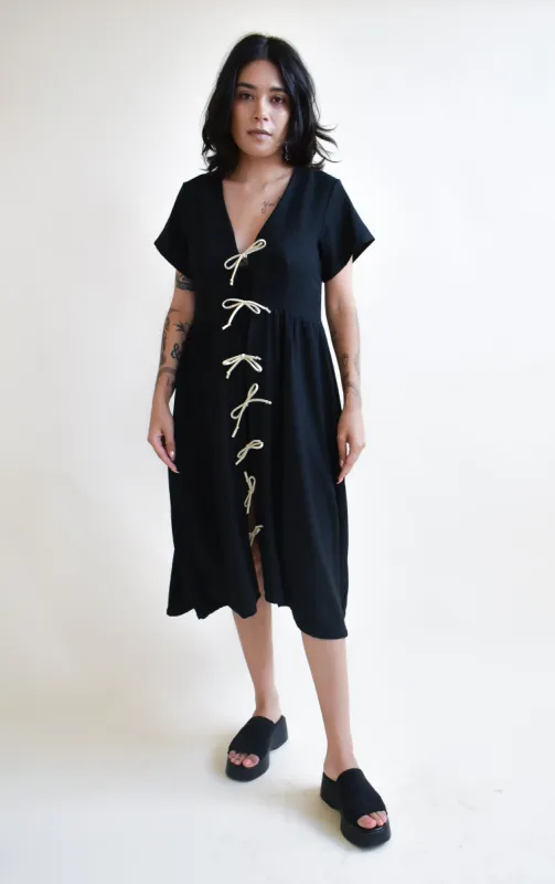 Sylvie Tie Dress in Onyx sold by Altar PDX