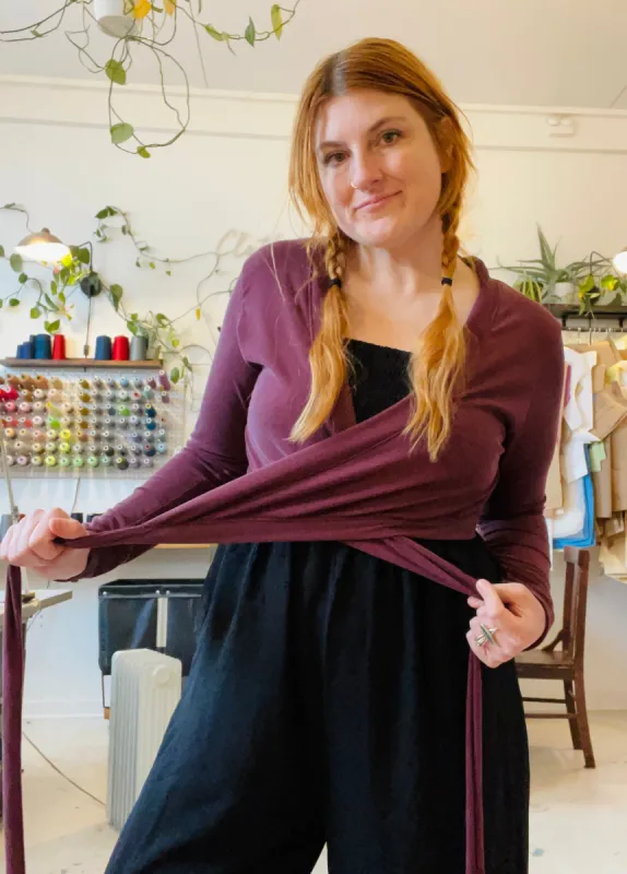 Rowan Wrap Knit Top in Juneberry sold by Altar PDX